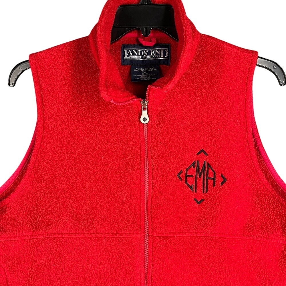 Lands End Fleece Zip Vest Women M 10 12 Relaxed Fit Casual Layering Outdoor - Picture 1 of 9